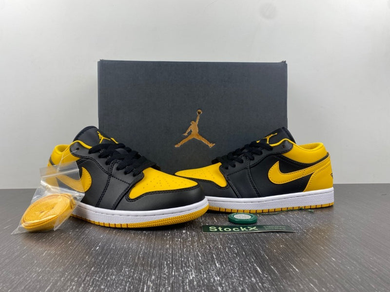 Low Top Sneakers, Black Yellow Colorway, Lace Up Design, Casual Gift for Sneaker Fans