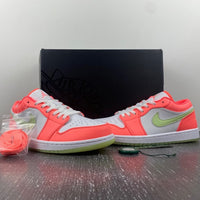 Low Top Sneakers, Green Pink Colorway, Glow in the Dark Detail, Lace Up Design, Casual Gift for Sneaker Fans