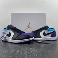 Low Top Sneakers, Black Purple Colorway, Lace Up Design, Casual Gift for Sneaker Fans