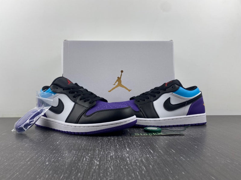 Low Top Sneakers, Black Purple Colorway, Lace Up Design, Casual Gift for Sneaker Fans