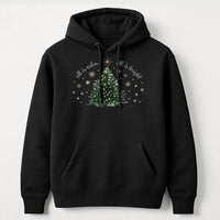 Minimalist Christmas Tree Hooded Sweatshirt, All Is Calm All Is Bright Hoodie, Comfy Holiday Pullover, Winter Graphic Hoodie Present for Women