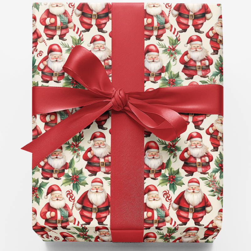 Retro Christmas Wrapping Paper, Vintage Santa Claus Wrapping Paper, Holiday Noel Wrapping Paper, Festive Winter Gift Wrap, Xmas Present Wrap