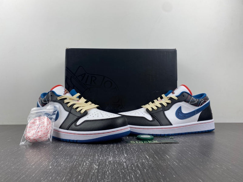 Low Top Sneakers, Blue White Black Colorway, Lace Up Design, Casual Gift for Sneaker Fans