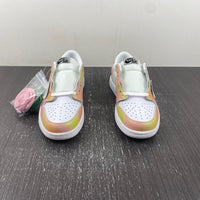 Low Top Sneakers, White Yellow Pink Colorway, Lace Up Design, Casual Gift for Sneaker Fans