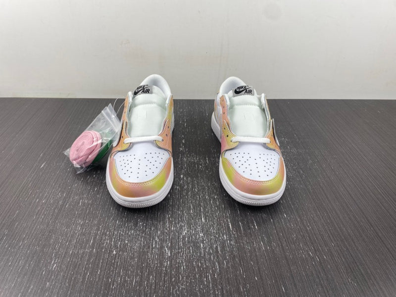 Low Top Sneakers, White Yellow Pink Colorway, Lace Up Design, Casual Gift for Sneaker Fans