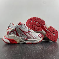 Low Top Sneakers, White Red Colorway, Lace Up Design, Casual Gift for Sneaker Fans