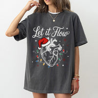Heart Anatomy Santa Hat Shirt, Cardiac Nurse Christmas T-Shirt, Medical Holiday Nurse Shirt, Healthcare Worker Xmas Graphic Tee Present