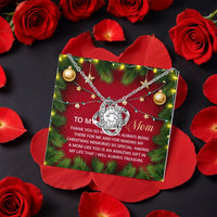 CZ Crystal Love Knot Necklace, Mom Love Knot Necklace, Gold Love Knot Necklace, Rotating Rose Box, Christmas Jewelry Present for Mother