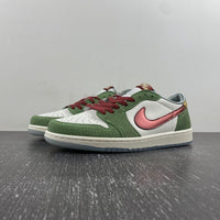 Low Top Sneakers, White Red Green Gold Colorway, Lace Up Design, Casual Gift for Sneaker Fans