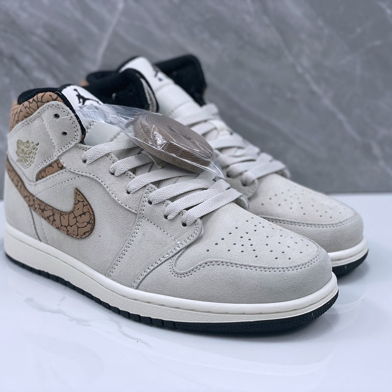 Mid Top Sneakers, Gray Brown Colorway, Lace Up Design, Casual Gift for Sneaker Fans