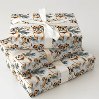 Watercolor Winter Dog Wrapping Paper, English Bulldog Wrapping Paper, Christmas Dog Gift Wrap, Holiday Puppy Wrapping Paper Roll