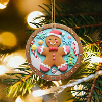 Festive Candy Cane Cookie Ornament, Gingerbread Man Christmas Ornament, Ceramic Tree Ornament, Adorable Holiday Keepsake, Xmas Baking Present