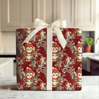 Adorable Santa Hat Monkey Gift Wrap, Christmas Monkey Wrapping Paper, Festive Winter Animal Wrapping Paper, Holiday Gift Wrapping Paper