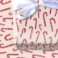Watercolor Christmas Gift Wrap, Candy Cane Wrapping Paper, Festive Holiday Wrapping Paper, Red White Candy Cane Gift Wrapping Paper