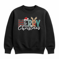 Festive Plaid Leopard Holiday Sweater, Merry Christmas Sweatshirt, Adorable Buffalo Plaid Crewneck, Comfy Winter Christmas Graphic Pullover