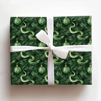 Gothic Forest Green Serpent Gift Wrap, Snake Christmas Wrapping Paper, Alternative Holiday Wrapping Paper, Emerald Pine Present Wrap