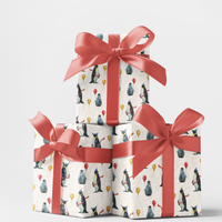Festive Winter Animal Gift Wrap, Penguin Party Wrapping Paper, Adorable Christmas Present Paper, Holiday Birthday Present Paper Roll for Kids