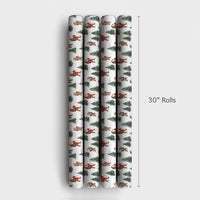 Snowy Pine Forest Gift Wrap, Hiking Santa Christmas Wrapping Paper, Outdoor Adventurer Holiday Wrapping Paper, Hiker Winter Gift Wrap Roll