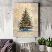 Glowing Lights Holiday Canvas Print, Watercolor Christmas Tree Canvas Wall Art, Festive Xmas Wall Art, Winter Christmas Canvas Decor