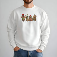 Santa Hat Dog Holiday Crewneck, Goldendoodle Christmas Sweatshirt, Festive Adorable Puppy Sweater, Dog Mom Xmas Pullover, Pet Lover Present