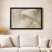 Neutral Snowy Forest Portrait Canvas Print, Vintage Santa Claus Canvas Wall Art, Retro Santa Canvas Art, Elegant Christmas Holiday Present