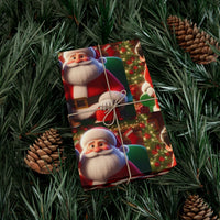 Adorable Cartoon Santa Claus Gift Wrap, Boy on Santa Lap Christmas Wrapping Paper, Holiday Season Wrapping Paper Roll, Xmas Present Paper Roll