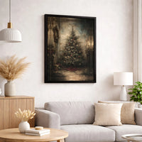 Rustic Holiday Canvas Print, Vintage Christmas Tree Canvas Art, Oil Painting Christmas Wall Decor, Festive Winter Canvas, Holiday Home Present