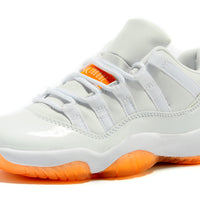 Low Top Sneakers, White Orange Colorway, Lace Up Design, Casual Gift for Sneaker Fans