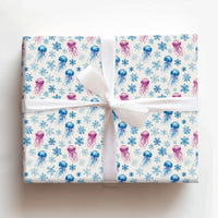 Winter Ocean Christmas Wrapping Paper, Watercolor Jellyfish Snowflake Wrapping Paper, Coastal Holiday Wrapping Paper, Whimsical Gift Wrap