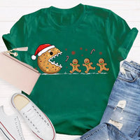 Adorable Snowflake Christmas Tee, Christmas Biscuit Santa Hat Shirt, Holiday Biscuit T-Shirt, Winter Cookie Shirt, Christmas Present for Women