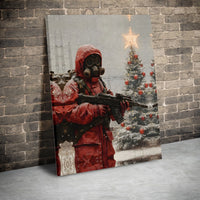 Dark Winter Christmas Canvas Print, Post-Apocalyptic Soldier Canvas Art, Dystopian Gamer Wall Art Canvas, Sci-Fi Military Artwork Canvas