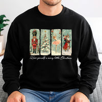 Vintage Ballet Mouse Holiday Sweatshirt, Nutcracker Christmas Sweatshirt, Nutcracker Tree Crewneck Sweater, Festive Xmas Holiday Sweatshirt