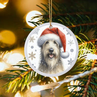 Santa Hat Dog Ceramic Ornament, Glen of Imaal Terrier Christmas Ornament, Glen of Imaal Terrier Holiday Tree Ornament, Puppy Lover Present