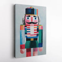 Colorful Modern Abstract Christmas Canvas Print, Nutcracker Wall Art, Holiday Festive Canvas Wall Decor, Seasonal Winter Art Present