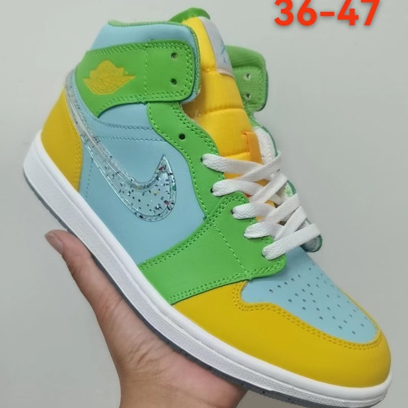 Sneakers, Green Yellow Colorway, Lace Up Design, Casual Gift for Sneaker Fans