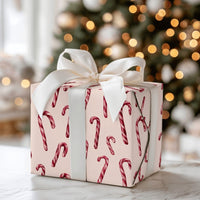 Watercolor Christmas Gift Wrap, Candy Cane Wrapping Paper, Festive Holiday Wrapping Paper, Red White Candy Cane Gift Wrapping Paper