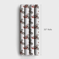 Dirt Bike Christmas Gift Wrap, Motocross Santa Wrapping Paper, Motorcycle Holiday Wrapping Paper, Extreme Sports Santa Gift Wrap Paper
