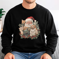Adorable Christmas Cat Sweatshirt, Retro Santa Claus and Kittens Sweatshirt, Vintage Holiday Graphic Sweatshirt, Festive Cat Lover Crewneck Present
