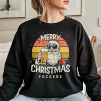 Sarcastic Christmas Drinking Sweatshirt, Humorous Santa Sweatshirt, Offensive Xmas Holiday Crewneck, Humor Santa Drinking Sweater, Party Present