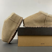 Slides, Beige Colorway, Slip On Design, Wool Detail, Casual Gift for Shoe Lovers
