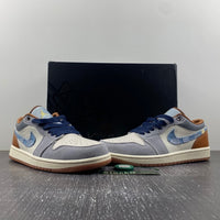 Low Top Sneakers, Blue White Brown Colorway, Lace Up Design, Casual Gift for Sneaker Fans
