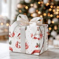 Watercolor Santa Claus Gift Wrap Roll, Apron Santa Christmas Wrapping Paper, Holiday Baker Present Paper, Cooking Theme Gift Wrap