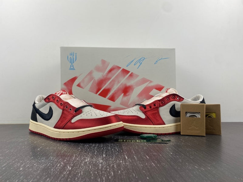 Low Top Sneakers, White Red Colorway, Lace Up Design, Casual Gift for Sneaker Fans