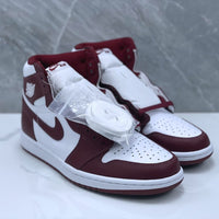 Basketball Shoes, White Burgundy Colorway, Retro, High Top, Lace Up Design, Casual Gift for Shoe Lovers