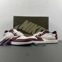 Low Top Sneakers, Burgundy White Gold Colorway, Reverse Hook Design, Lace Up Design, Casual Gift for Sneaker Fans
