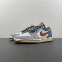 Low Top Sneakers, Blue White Gray Colorway, Lace Up Design, Casual Gift for Sneaker Fans