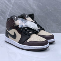 Mid Top Sneakers, Beige Black Colorway, Lace Up Design, Casual Gift for Sneaker Fans