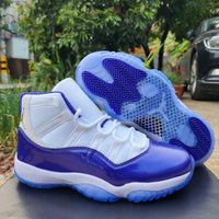 High Top Sneakers, White Purple Colorway, Lace Up Design, Casual Gift for Sneaker Fans