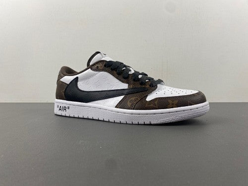 Low Top Sneakers, White Brown Colorway, Reverse Hook Design, Lace Up Design, Casual Gift for Sneaker Fans