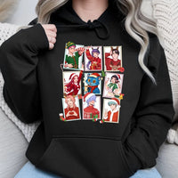 Manga Boys Postage Stamp Hoodie, Anime Christmas Hoodie, Holiday Anime Pullover Hoodie, Festive Manga Graphic Sweatshirt, Otaku Xmas Present